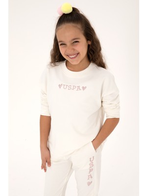 U.S. Polo Assn. Kız Çocuk Krem Bisiklet Yaka Sweatshirt 50317960-VR256