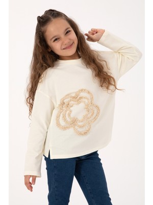 U.S. Polo Assn. Kız Çocuk Krem Bisiklet Yaka Sweatshirt 50317921-VR256