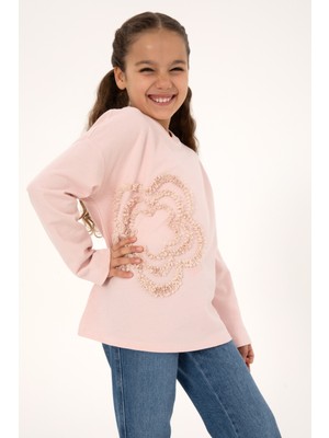 U.S. Polo Assn. Kız Çocuk Pudra Bisiklet Yaka Sweatshirt 50317921-VR042