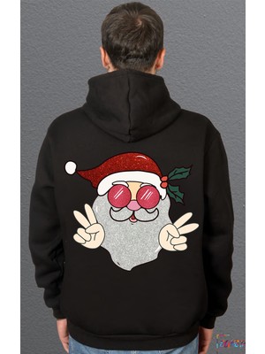 Bumeta Yılbaşı Santa Noel Baba Peace Sweatshirt Unisex Kapüşonlu Hoodie