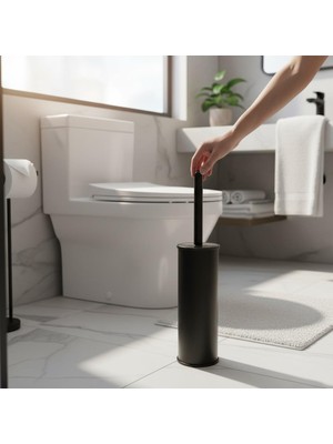 Mat Siyah Tuvalet Fırçası Banyo Klozet Fırçası Mat Siyas Paslanmaz Çelik