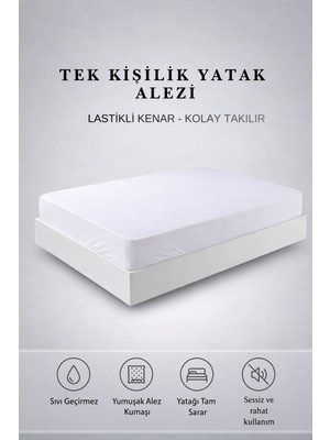 YUNUSOĞLU HOME Tek Kişilik Sıvı Geçirmez Lastikli Yatak Alezi 100X200X40 cm – Sessiz ve Yumuşak Kumaş