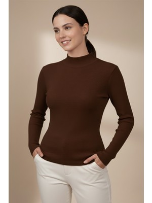 Moresun Kadın Kahverengi Balıkçı Yaka Bluz