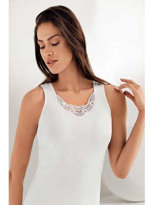 Şahinler Kadın Kalın Askılı Güpür Detaylı % 100 Pamuk 6 Adet Atlet 011