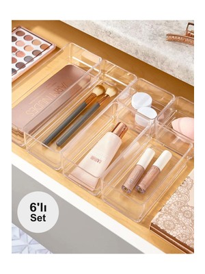 Ovio Ev Yaşam 6'lı Dolap Içi Çekmece Düzenleyici - Ayarlanabilir Makyaj Organizer-Mutfak Çekmece Içi Kaşıklık