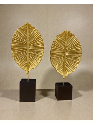 Gitti Gitti Gold Yaprak Figürlü Dekoratif Obje Ikili Set Siyah Kaideli