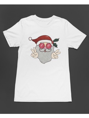Bumeta Yılbaşı Santa Noel Baba Peace Unisex Tişört T-Shirt