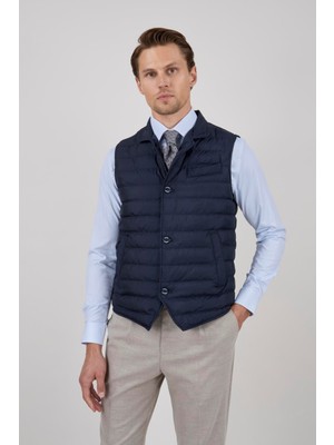 Paco Romano Erkek Indigo Kapitone Şişme Yelek