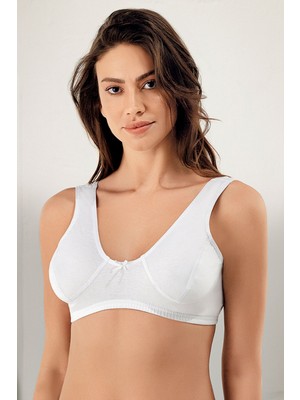 Şahinler Kadın Beyaz Kalın Askılı V Yaka 6 Adet %100 Pamuk Sütyen 016