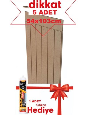 5 Adet 54X103 cm Boyanabilir Ahşap Dekoratif Duvar Paneli Seti
