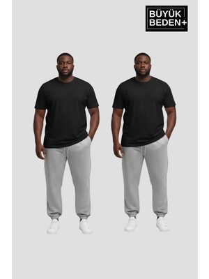 Superlife Erkek Büyük Beden Ikili Jogger Paça Lastikli Ince Eşofman Altı Seti  SPR26BEA951+2