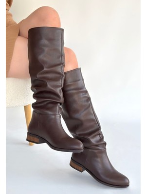 Winda Kahverengi Cilt Körüklü Çizme - Lisinya