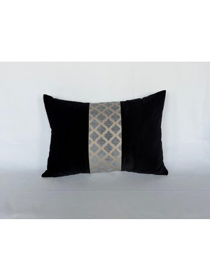 Pemteks Tekstil 40X57 Siyah Kadife Bantlı Fermuarlı Kırlent Kılıfı