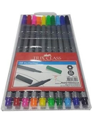 Trix 10'Lu Keçeli Kalem Seti 10 Renk Fineliner Kalemler Ölçüler ile Pratik Kullanım