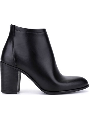 Tamer Tanca Kadın Hakiki Deri Siyah Deri Topuklu Bot 488 9838 Bn Bot SK25-26 Sıyah Dr