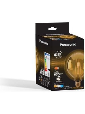 Panasonic  E27 Dim Edilebilir Filaman G95 Lamba 7W 630LM 2000K Gold