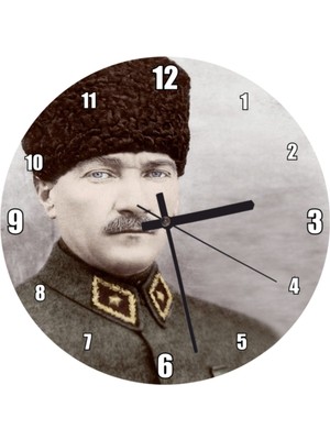 Renkli Atatürk Portresi Duvar Saati 30X30 Cm, Şık Dekoratif Ürün