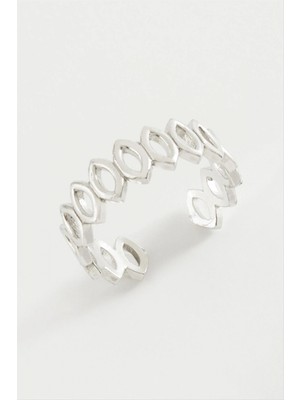 Marsilyan Oval Zincir Desenli Metal Yüzük