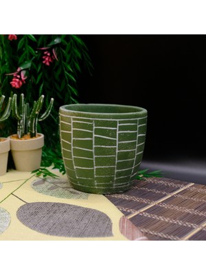 BGG Duvar Çizgi Desenli Orkidelik Dekoratif  Beton Saksı