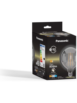 Panasonic  E27 Dim Edilebilir Filaman G125 Lamba 7W 806LM 2700K Clear