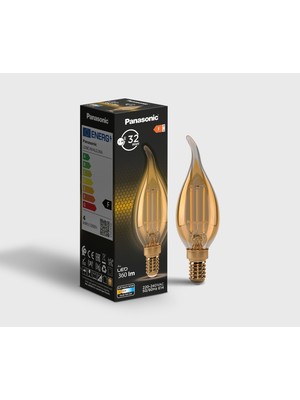 Panasonic Filament Ampul E14 Flame 4W 360LM 2000K Gold