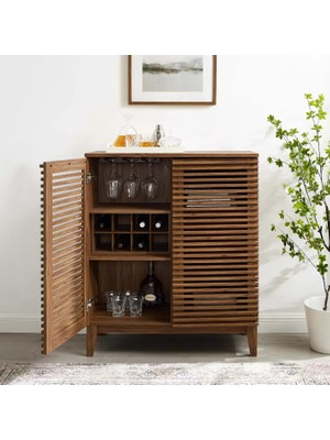 Wooden Decoration Vera Masif Ahşap Walnut Bar Dolabı