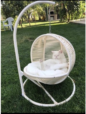 Feyza Design Rahat ve Şık Kedi Salıncağı ve Yatağı, Beyaz Renk Seçeneği