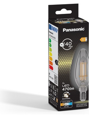Panasonic  E14 Dim Edilebilir Filaman Lamba 4W 470LM 2700K Clear