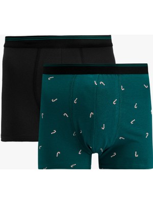 Koton Yılbaşı Temalı Desenli Rahat Kalıp 2'li Boxer Seti