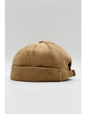 Külah Erkek Kahve Kadife Docker Bere Katlamalı Cap Şapka