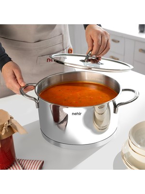 Nehir Silver Trend 24 cm Paslanmaz Çelik Derin Tencere