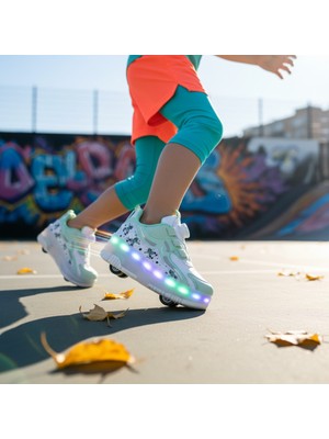BURUNİ LED Patenli Işıklı Ayakkabı | Tekerlekli Spor Ayakkabı Çocuk | LED Kaykay Ayakkabı | Çocuk Pateni
