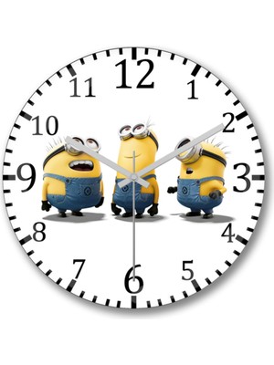 Sevimli Minyonlar Tasarımlı Duvar Saati, Eğlenceli ve Şık Dekorasyon