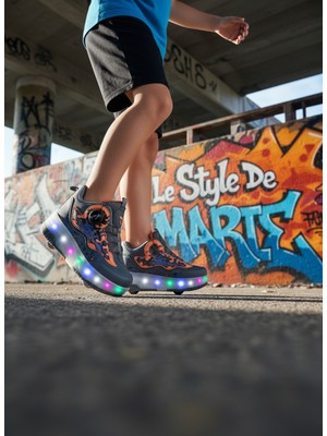 BURUNİ LED Patenli Işıklı Ayakkabı | Tekerlekli Spor Ayakkabı Çocuk | LED Kaykay Ayakkabı | Çocuk Pateni