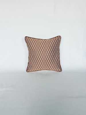 Pemteks Tekstil 45X45 Taba Renk Desenli Fitilli Fermuarlı Kırlent Kılıfı