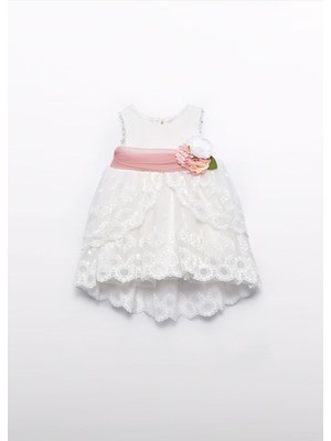 Mayoral Abel Lula Kız Bebek Denim Abiye Elbise Krem