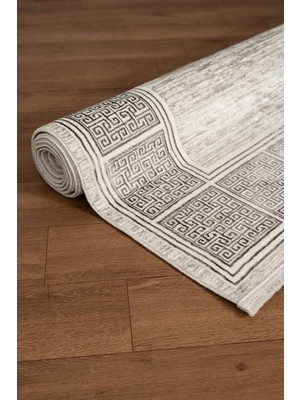 Cotto Home Talis CT016A Gri Halı Antrasit Kenar Çerçeveli Modern Parlak Yumuşak Kadife Salon Mutfak Halısı