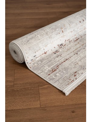 Cotto Home Soıl CT008A Gri Halı Renkli Detaylı Modern İnce Akrilik Tozuaz Salon Halısı Yatak Odası Koridor