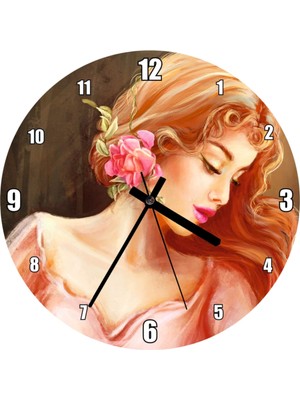 Pembe Çiçekli Bakır Duvar Saati, 30X30 Cm, Şık ve Zarif Tasarım