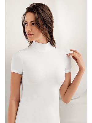 Şahinler Kadın Kısa Kollu Balıkçı Yaka Vücudu Saran Body 1035