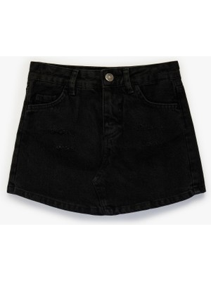 Koton Kız Çocuk Pamuklu Slim Fit Cepli Denim Şort Etek Desensiz Rahat Kullanım İçin