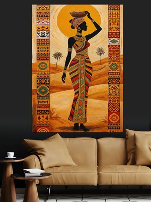 Artmeg Afrika Kadın Figür Dekoratif Kanvas - Mdf Ahşap Tablo
