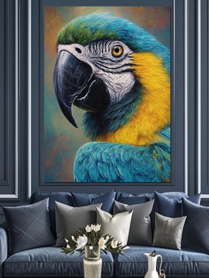 Artmeg Renkli Papağan Yakın Çekim Dekoratif Kanvas - Mdf Ahşap Tablo