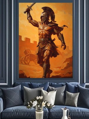 Tablomega Kılıçlı Savaşçı Asker Resmi Dekoratif Kanvas - Mdf Ahşap Tablo