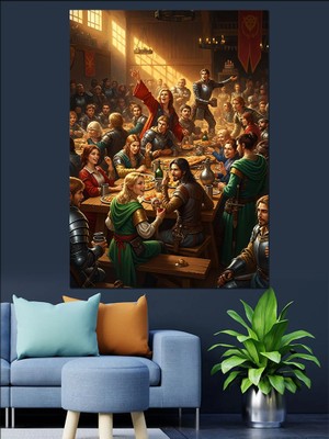 Artmeg Kalabalık Bar Yemek Sahnesi Dekoratif Kanvas - Mdf Ahşap Tablo