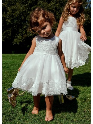 Mayoral Abel Lula Kız Bebek Porto Abiye Elbise Krem