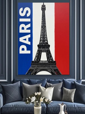 Artmeg Paris Eyfel Kulesi Yazılı Dekoratif Kanvas - Mdf Ahşap Tablo