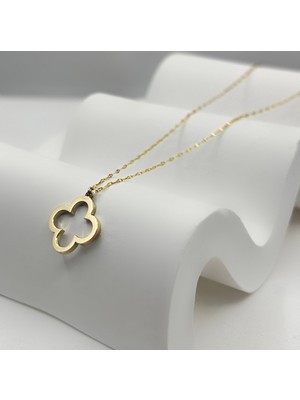 Diamine Pırlanta 14 Ayar Altın 3 Boyutlu Yonca Kolye