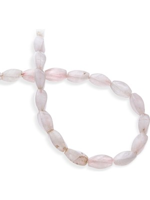 Pembe Kuvars Doğal Taş Faset Arpa Kesim 8X16MM Dizi