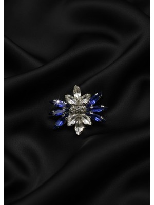 Barış Dizayn Bros Zarif Mavi Taşlı Yıldız Çiçek Broş